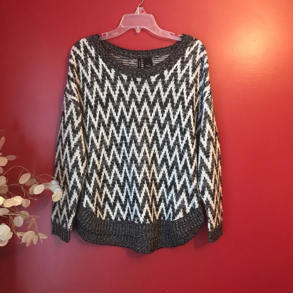 Gray, black, and white light weight sweater